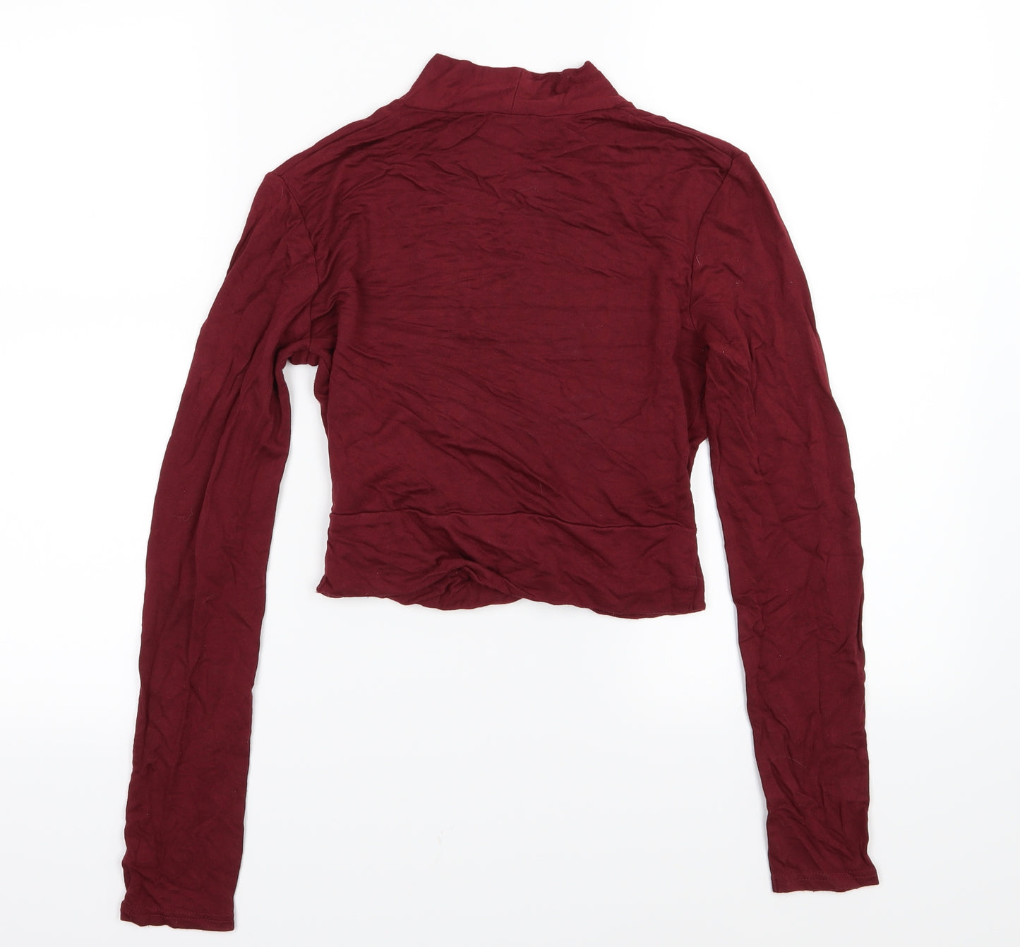 Topshop Womens Red  Jersey Basic T-Shirt Size 10  - Burgundy Cropped