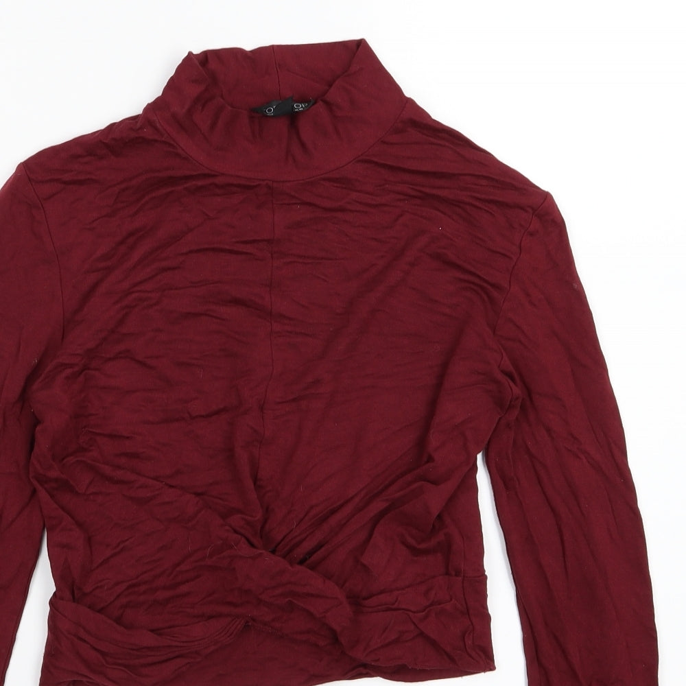 Topshop Womens Red  Jersey Basic T-Shirt Size 10  - Burgundy Cropped
