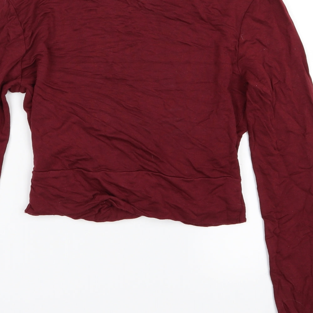 Topshop Womens Red  Jersey Basic T-Shirt Size 10  - Burgundy Cropped