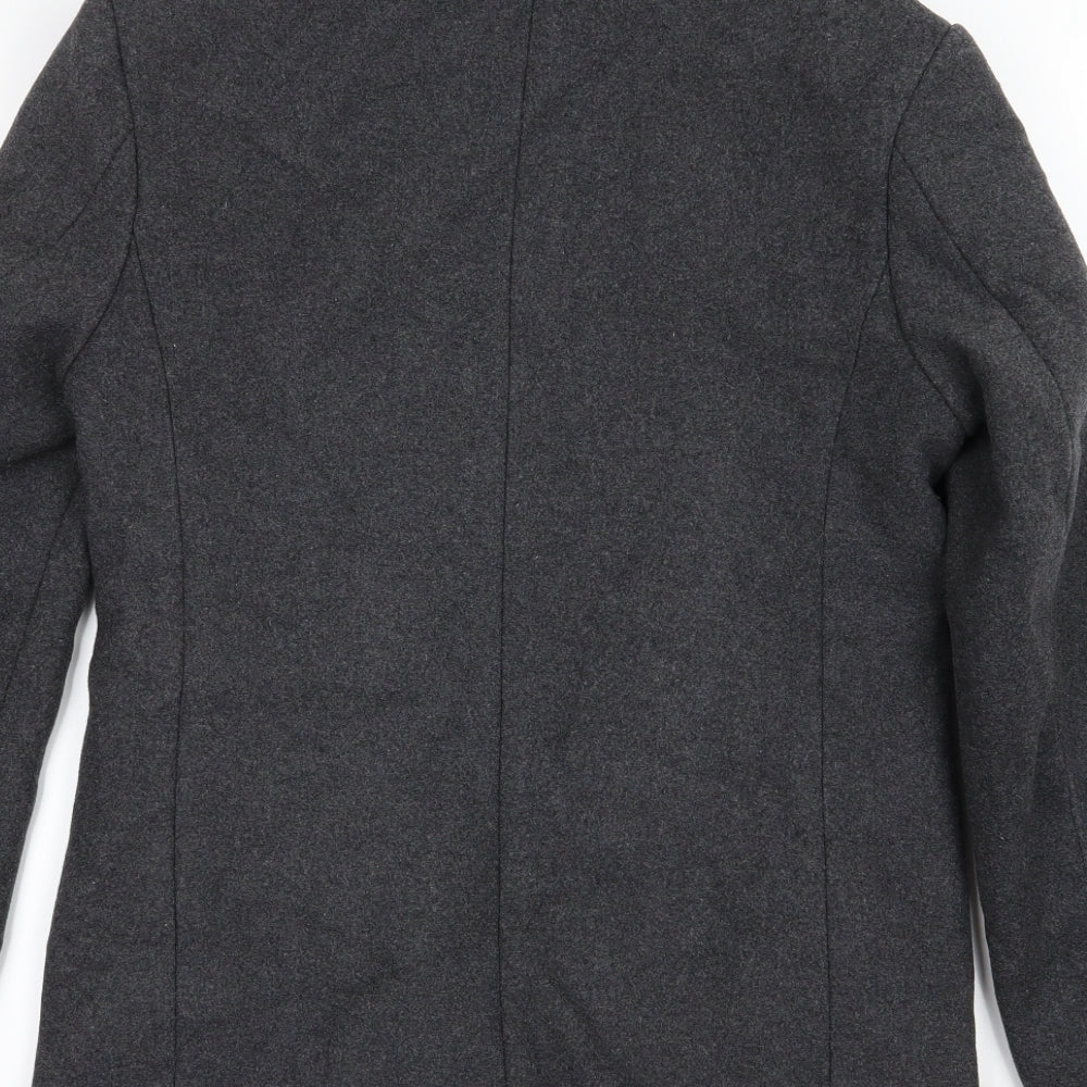 Kamikaze Mens Grey   Overcoat Coat Size 2XS