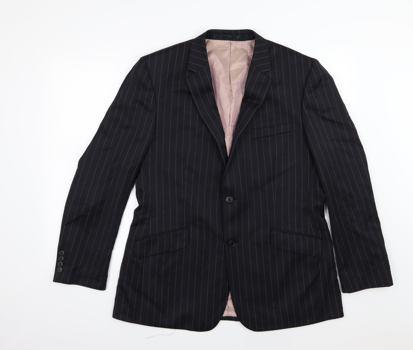 French Connection Mens Blue Striped  Jacket Suit Jacket Size 42