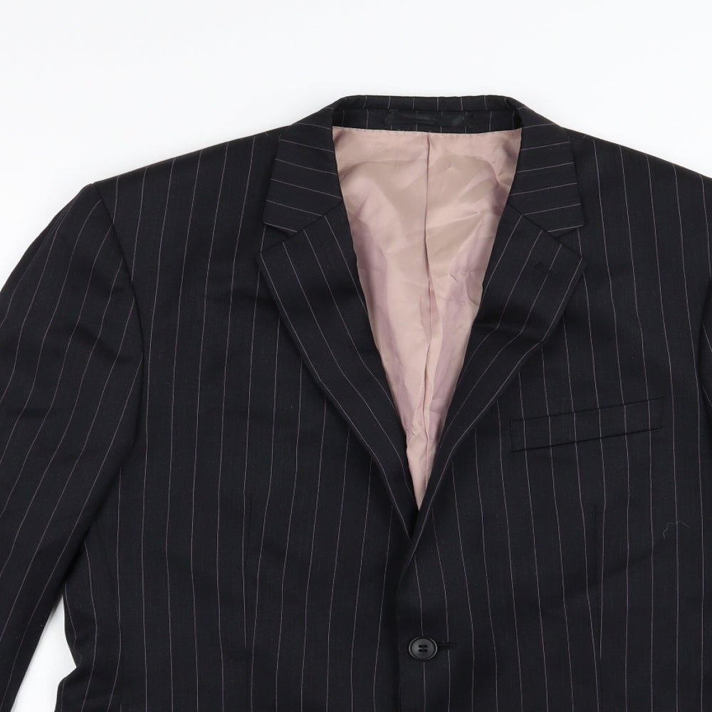 French Connection Mens Blue Striped  Jacket Suit Jacket Size 42