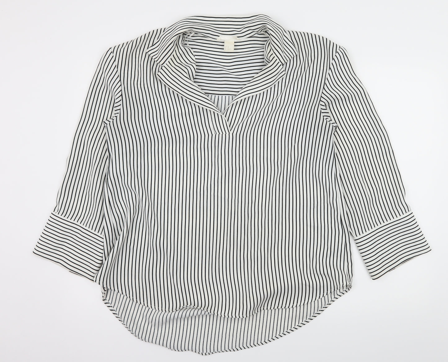 H&M Womens White Striped  Basic Blouse Size XS