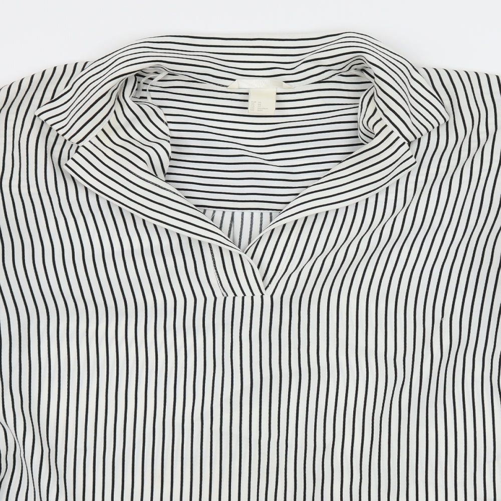 H&M Womens White Striped  Basic Blouse Size XS
