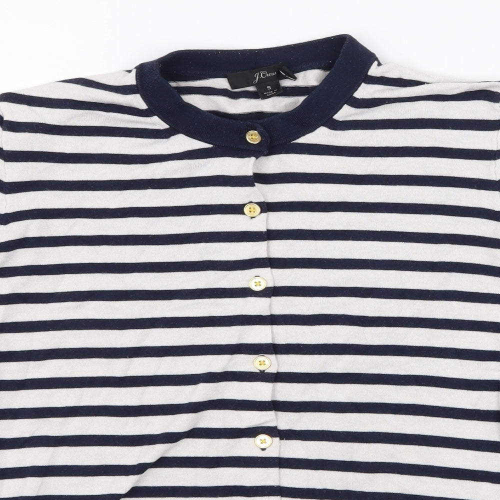 J.CREW Womens Blue Striped Knit Cardigan Jumper Size S