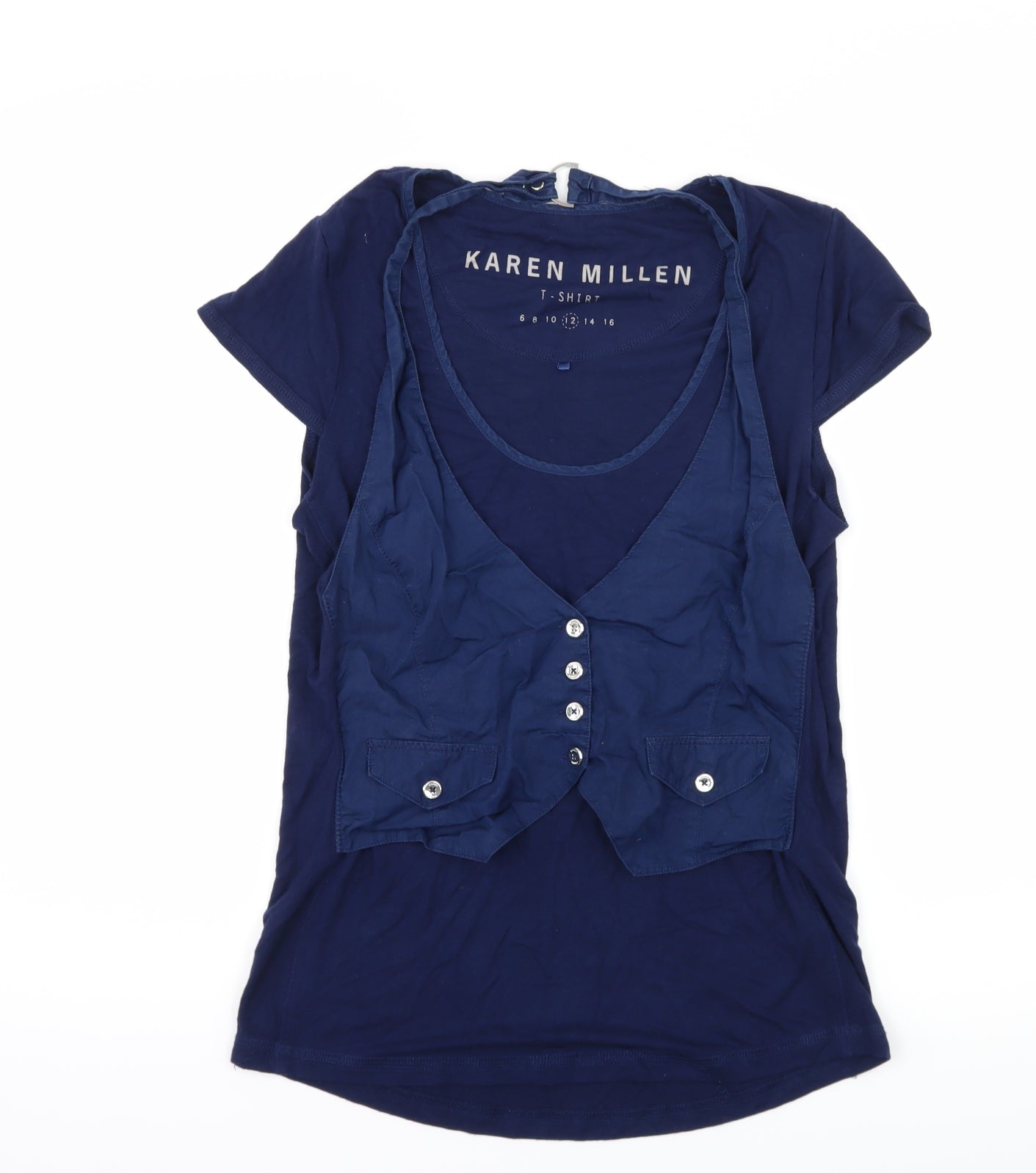 Karen Millen Womens Blue  Jersey Basic T-Shirt Size 12