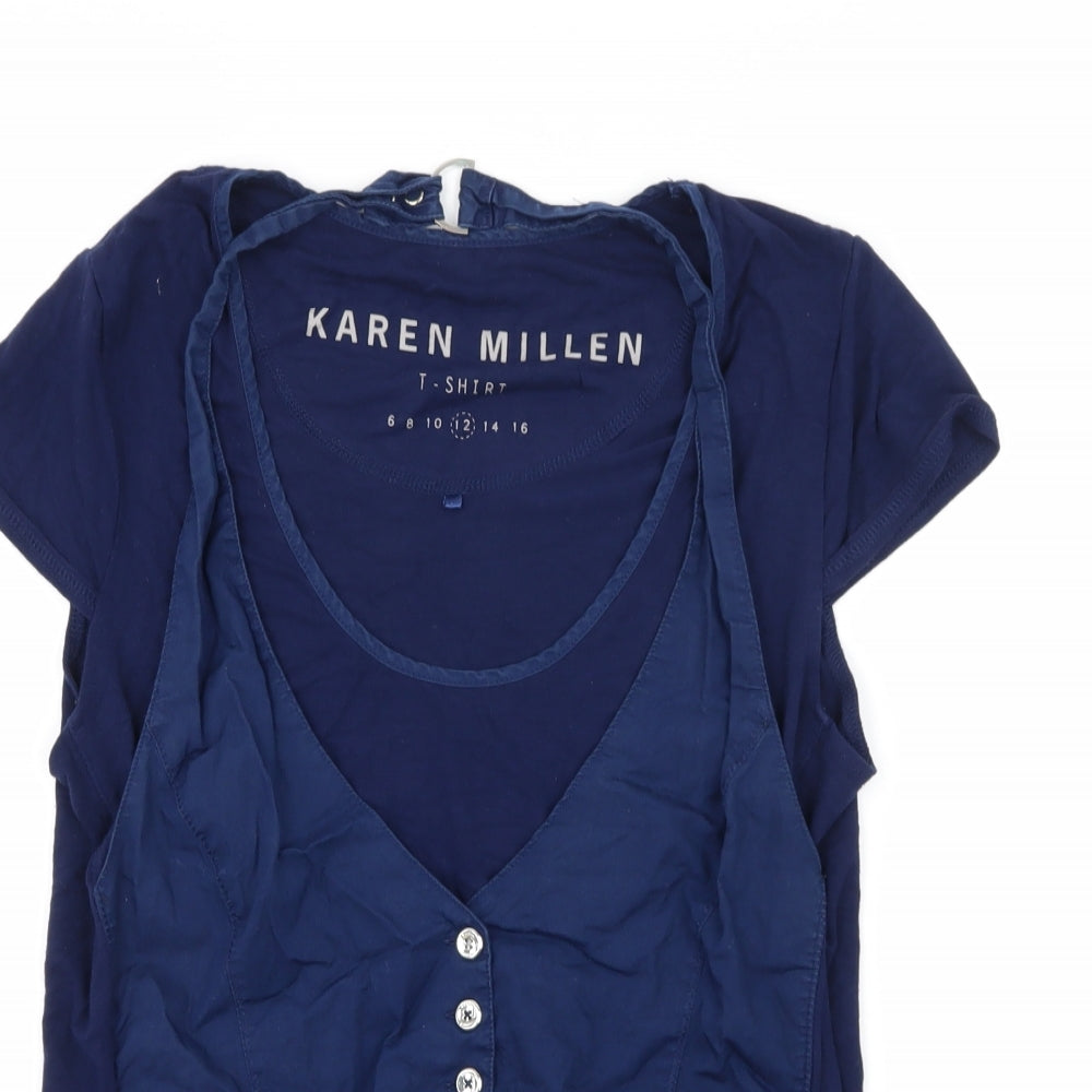 Karen Millen Womens Blue  Jersey Basic T-Shirt Size 12