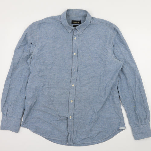 Massimo Dutti Mens Blue    Dress Shirt Size XL