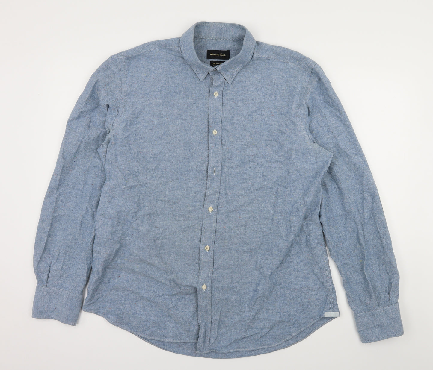 Massimo Dutti Mens Blue    Dress Shirt Size XL