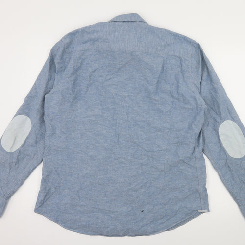 Massimo Dutti Mens Blue    Dress Shirt Size XL