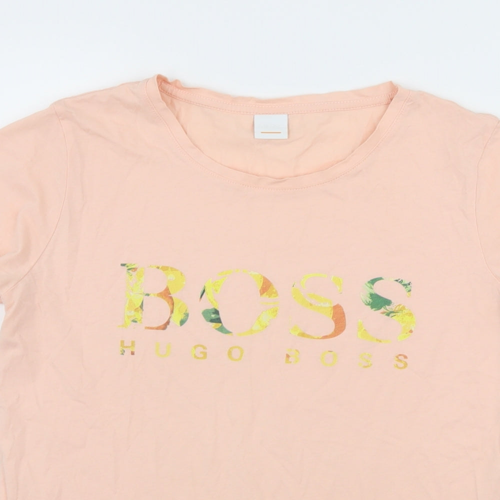HUGO BOSS Womens Pink  Jersey Basic T-Shirt Size S