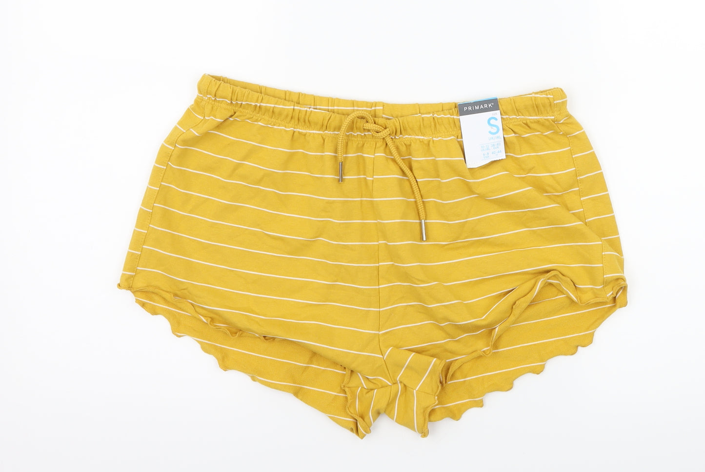 Primark Womens Yellow Striped Jersey Sweat Shorts Size 10
