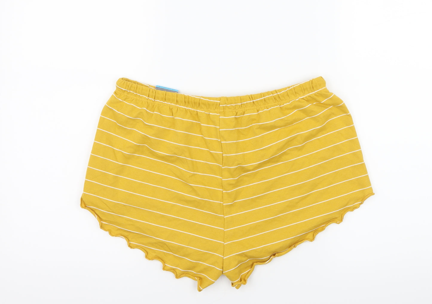 Primark Womens Yellow Striped Jersey Sweat Shorts Size 10