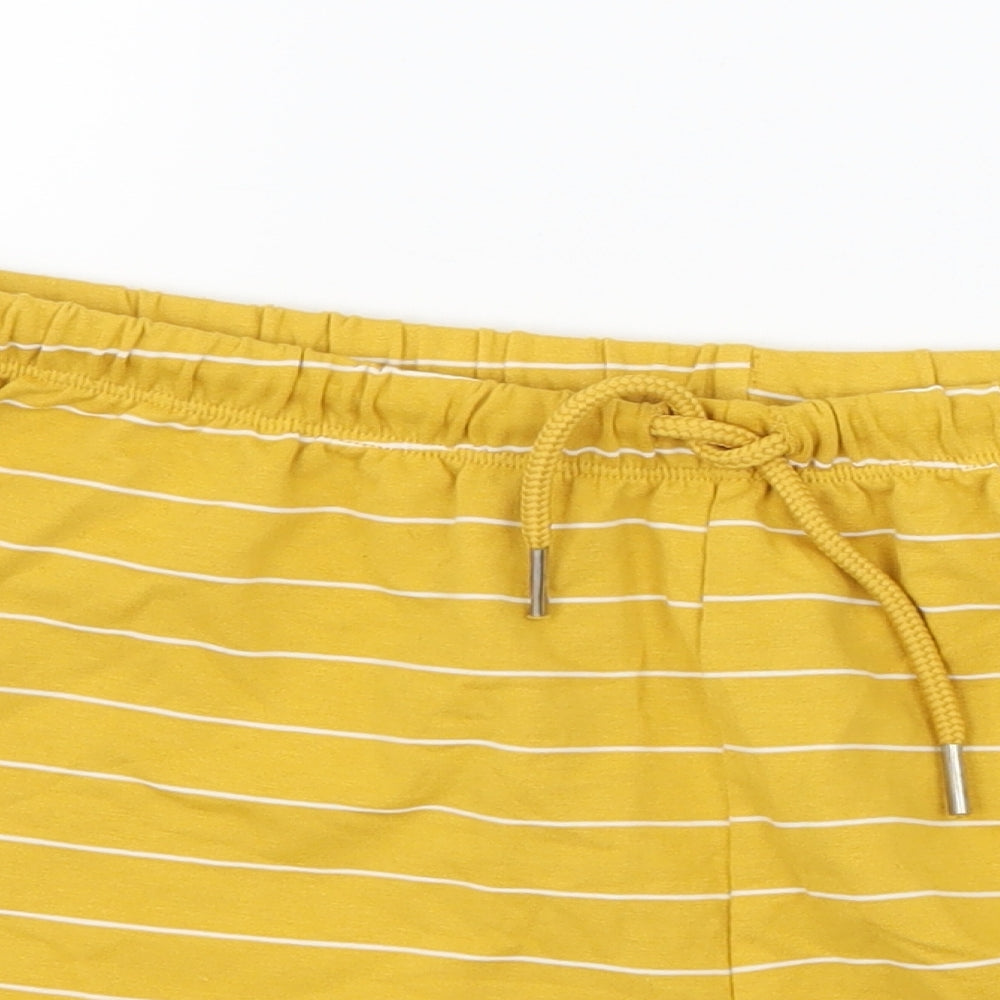 Primark Womens Yellow Striped Jersey Sweat Shorts Size 10