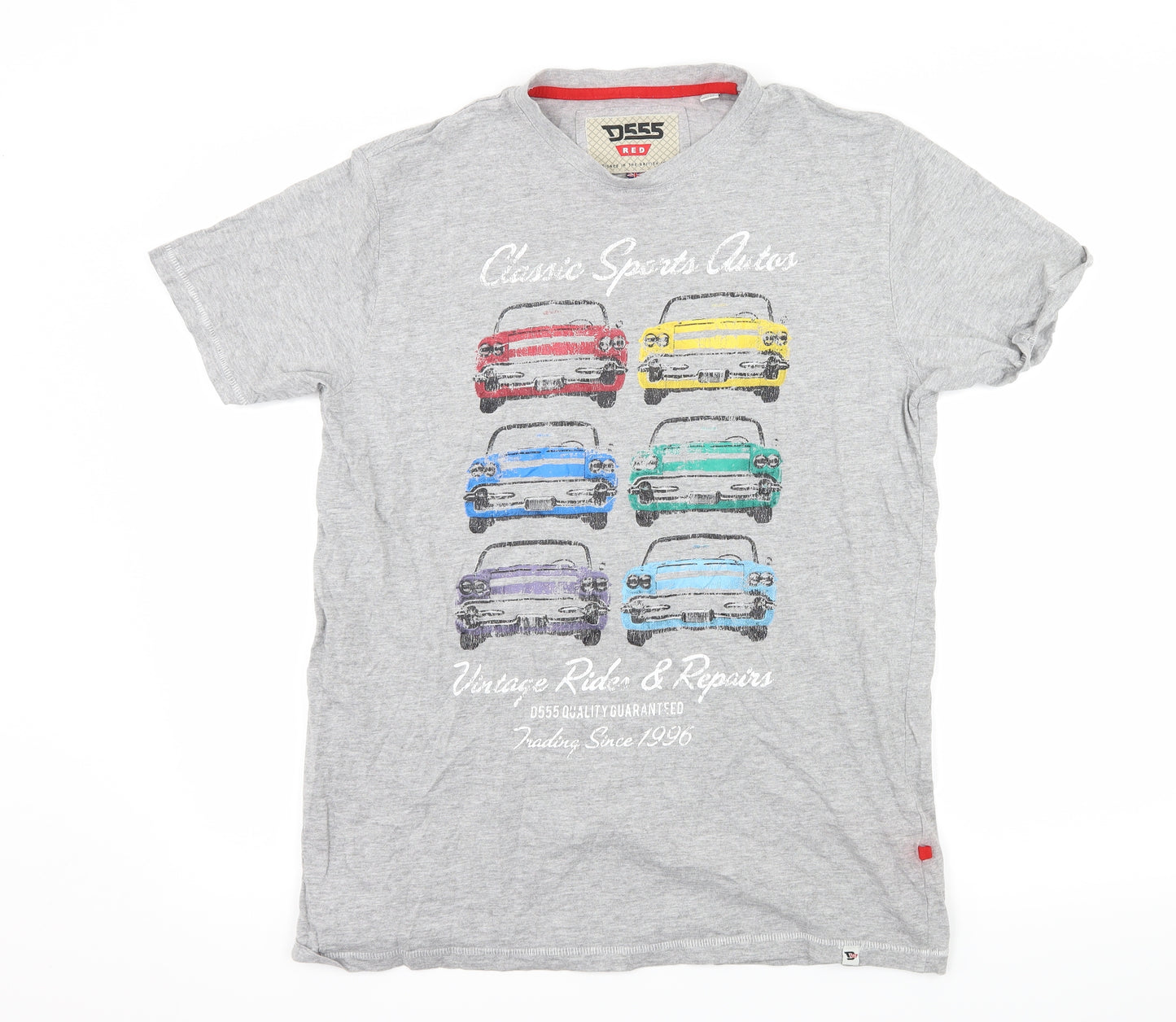 D555 Mens Grey  Jersey  T-Shirt Size L  - Classic cars