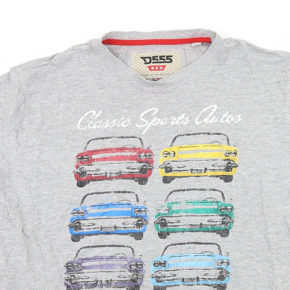 D555 Mens Grey  Jersey  T-Shirt Size L  - Classic cars