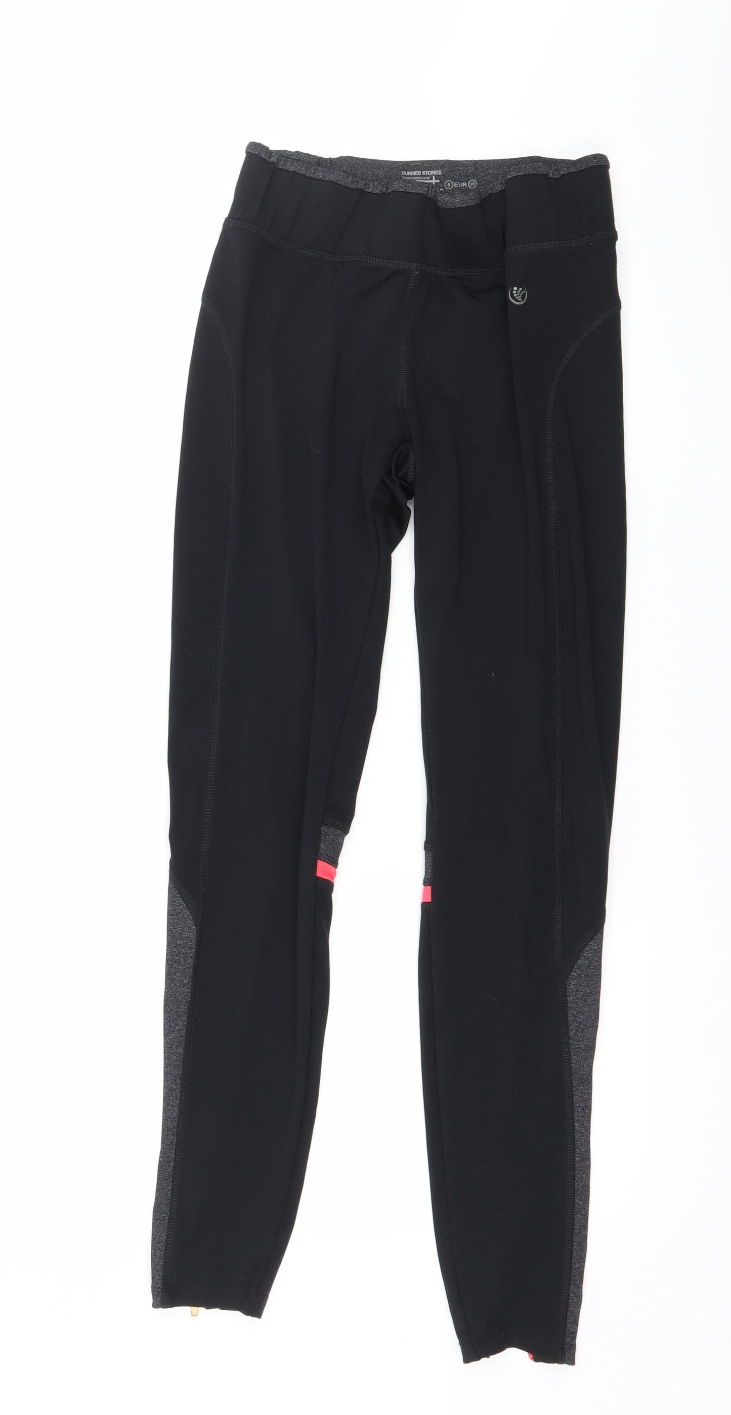 Dunnes Stores Womens Black Striped  Capri Leggings Size 8 L27 in