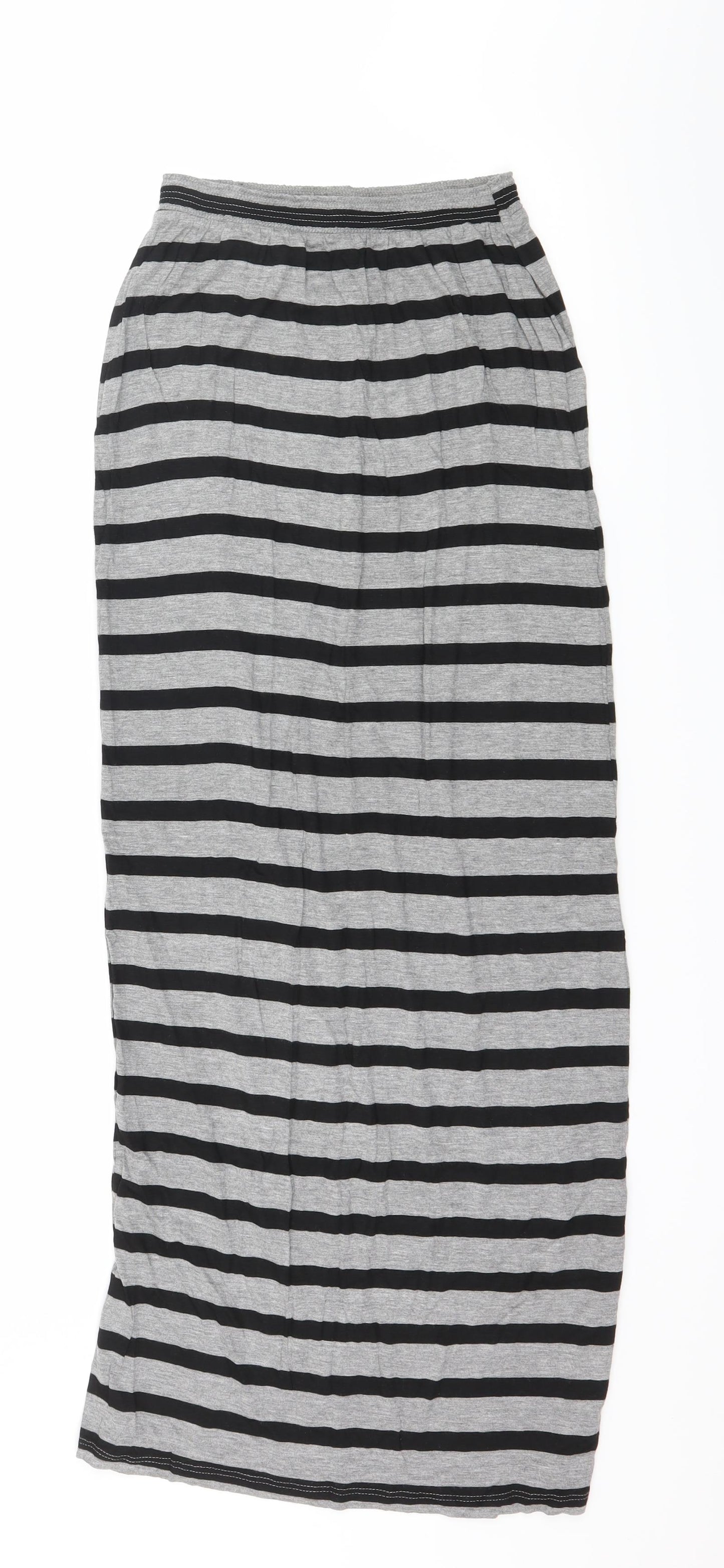 Primark Womens Grey Striped Jersey Maxi Skirt Size 10