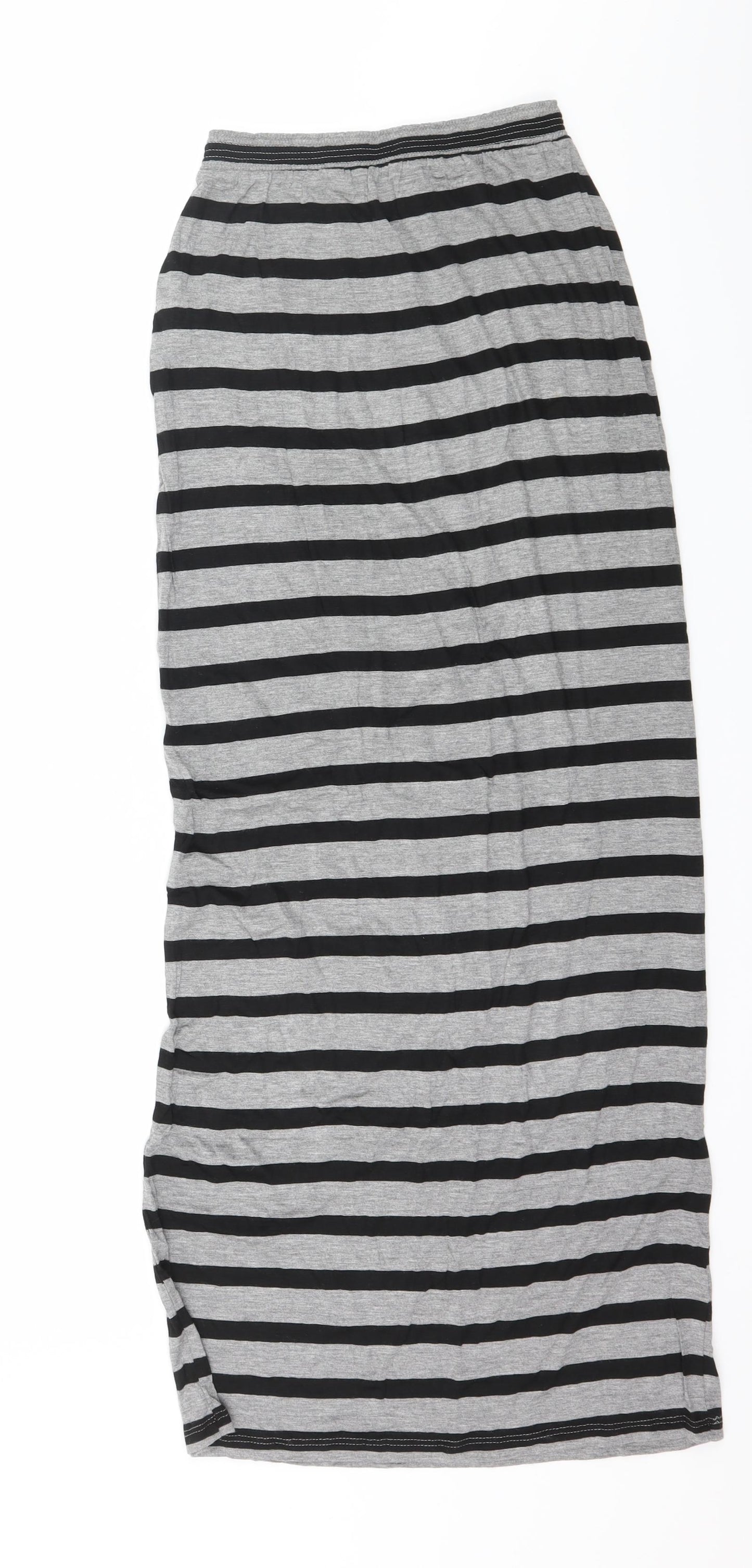 Primark Womens Grey Striped Jersey Maxi Skirt Size 10