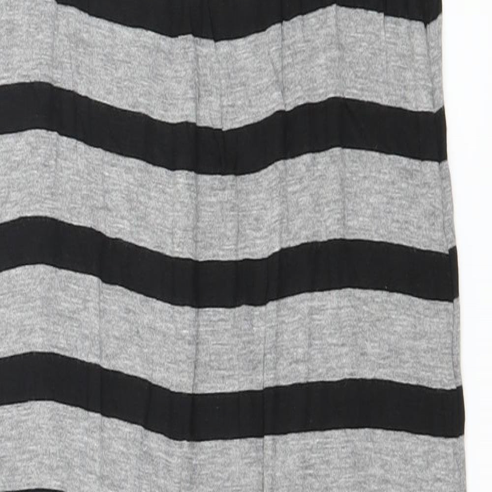 Primark Womens Grey Striped Jersey Maxi Skirt Size 10
