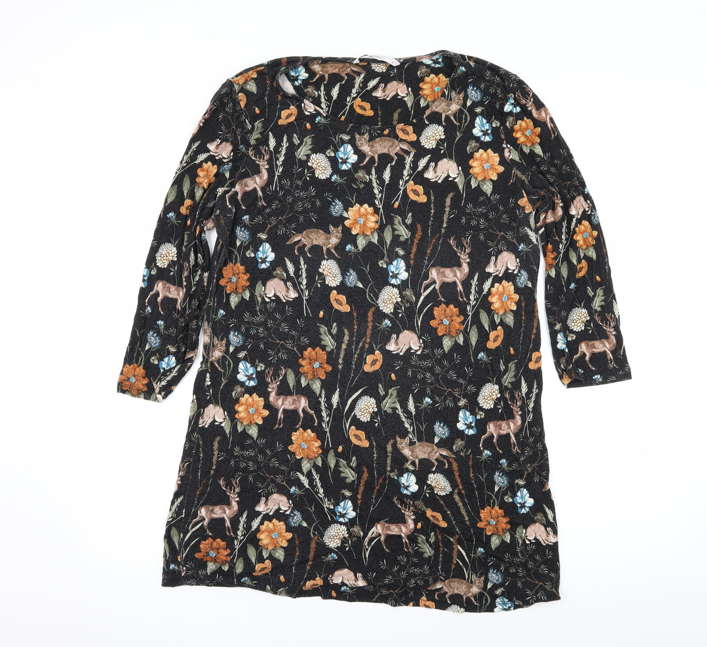 TU Womens Grey Floral Jersey Basic T-Shirt Size 14