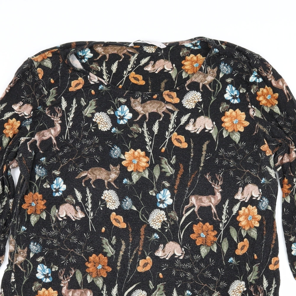 TU Womens Grey Floral Jersey Basic T-Shirt Size 14
