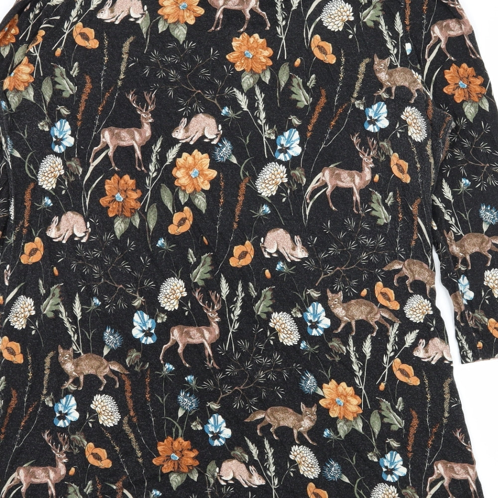 TU Womens Grey Floral Jersey Basic T-Shirt Size 14
