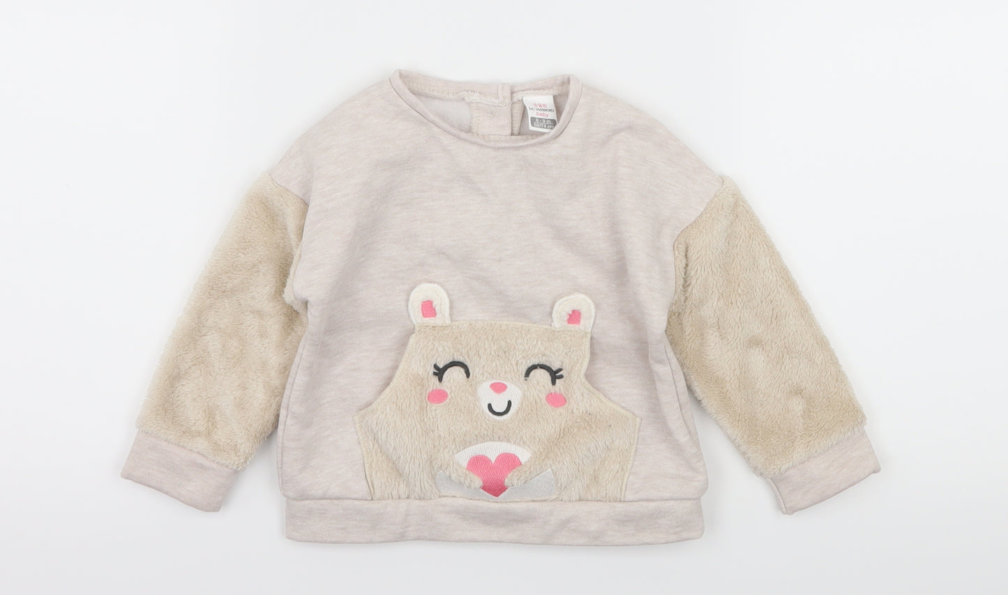 LC Waikiki Girls Ivory  Jersey Pullover Jumper Size 6-9 Months  - Bear