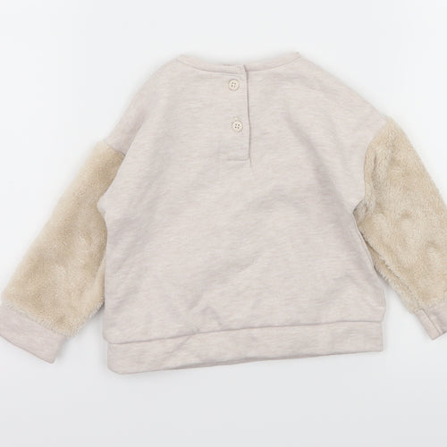 LC Waikiki Girls Ivory  Jersey Pullover Jumper Size 6-9 Months  - Bear