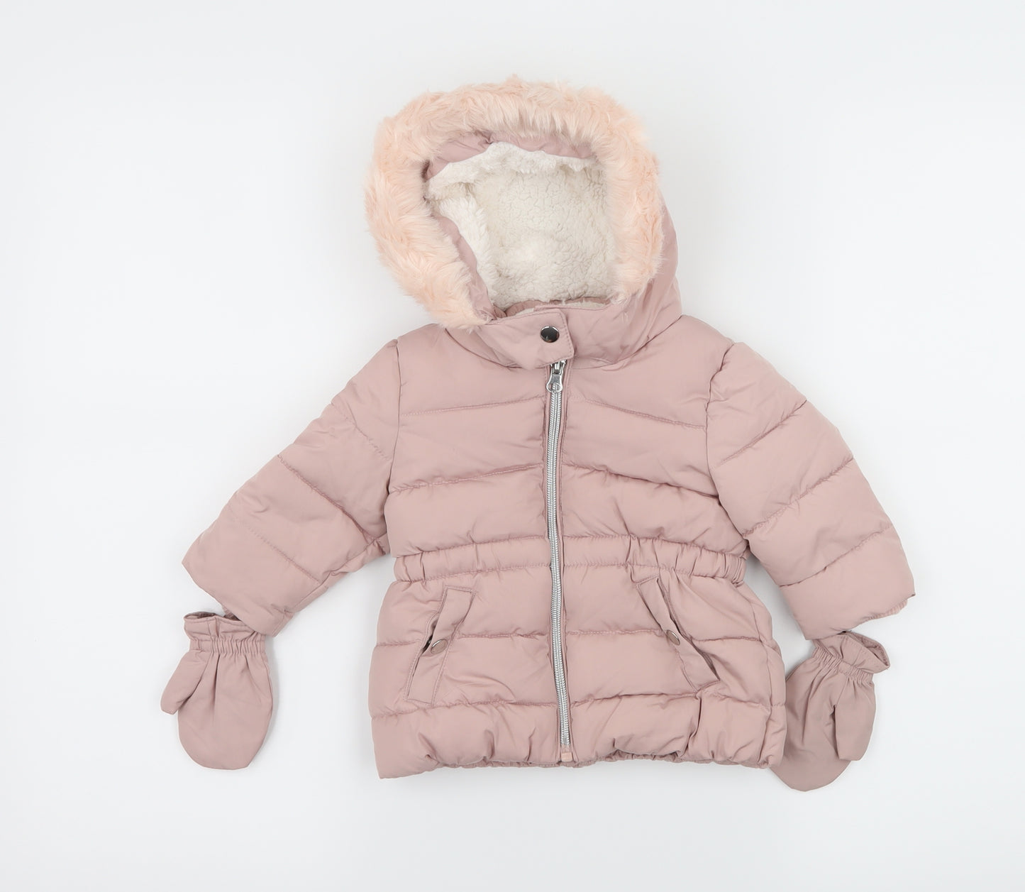 Primark Girls Pink   Parka Coat Size 0-3 Months