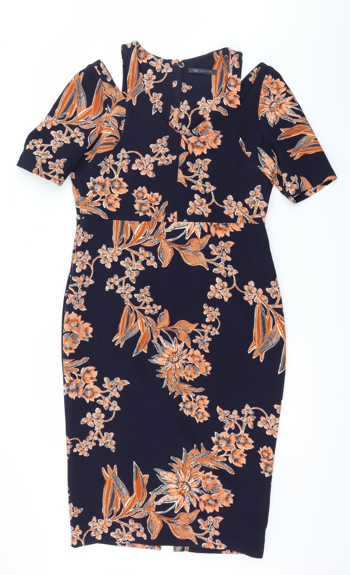 Marks and Spencer Womens Blue Floral  A-Line  Size 12