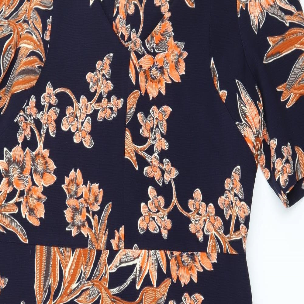 Marks and Spencer Womens Blue Floral  A-Line  Size 12