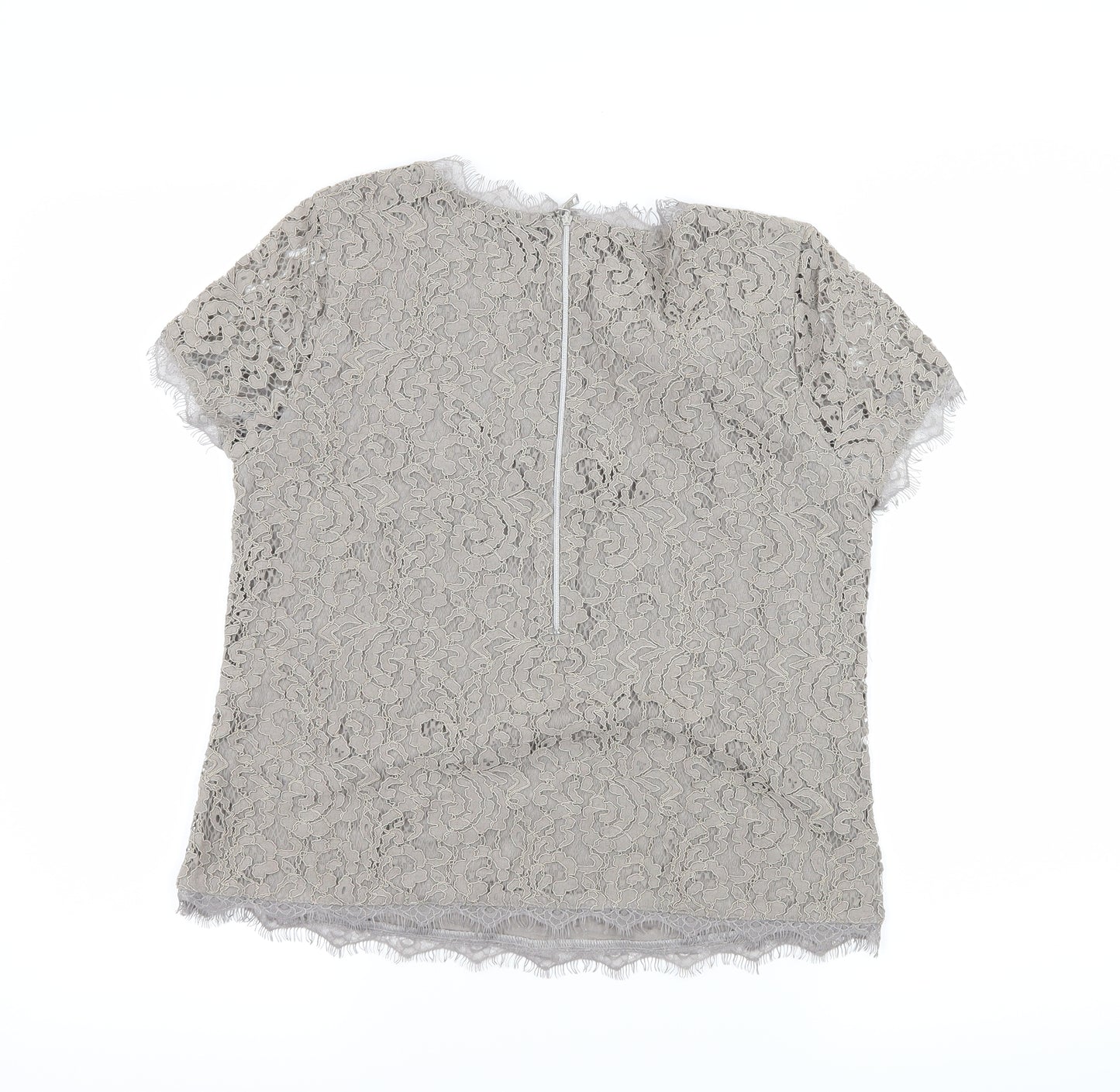 Basler Womens Brown  Lace Basic Blouse Size 8