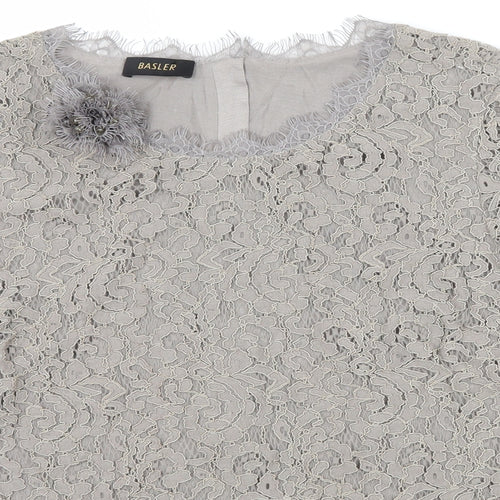 Basler Womens Brown  Lace Basic Blouse Size 8