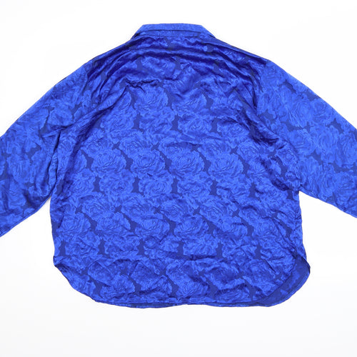 Miss Selfridge Womens Blue Floral  Basic Button-Up Size 14
