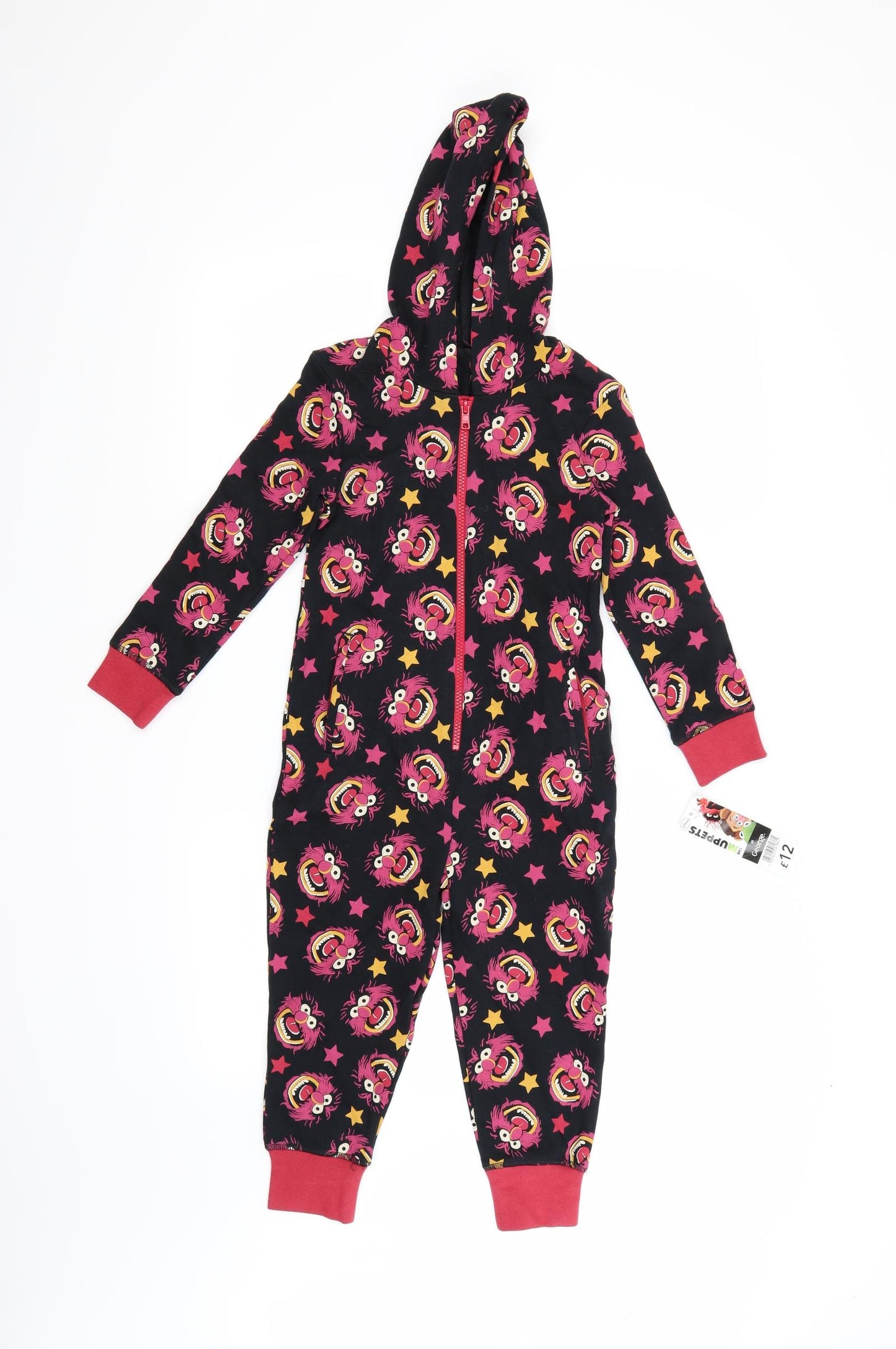 George Girls Black Geometric  Top One Piece Size 5-6 Years  - The Muppets