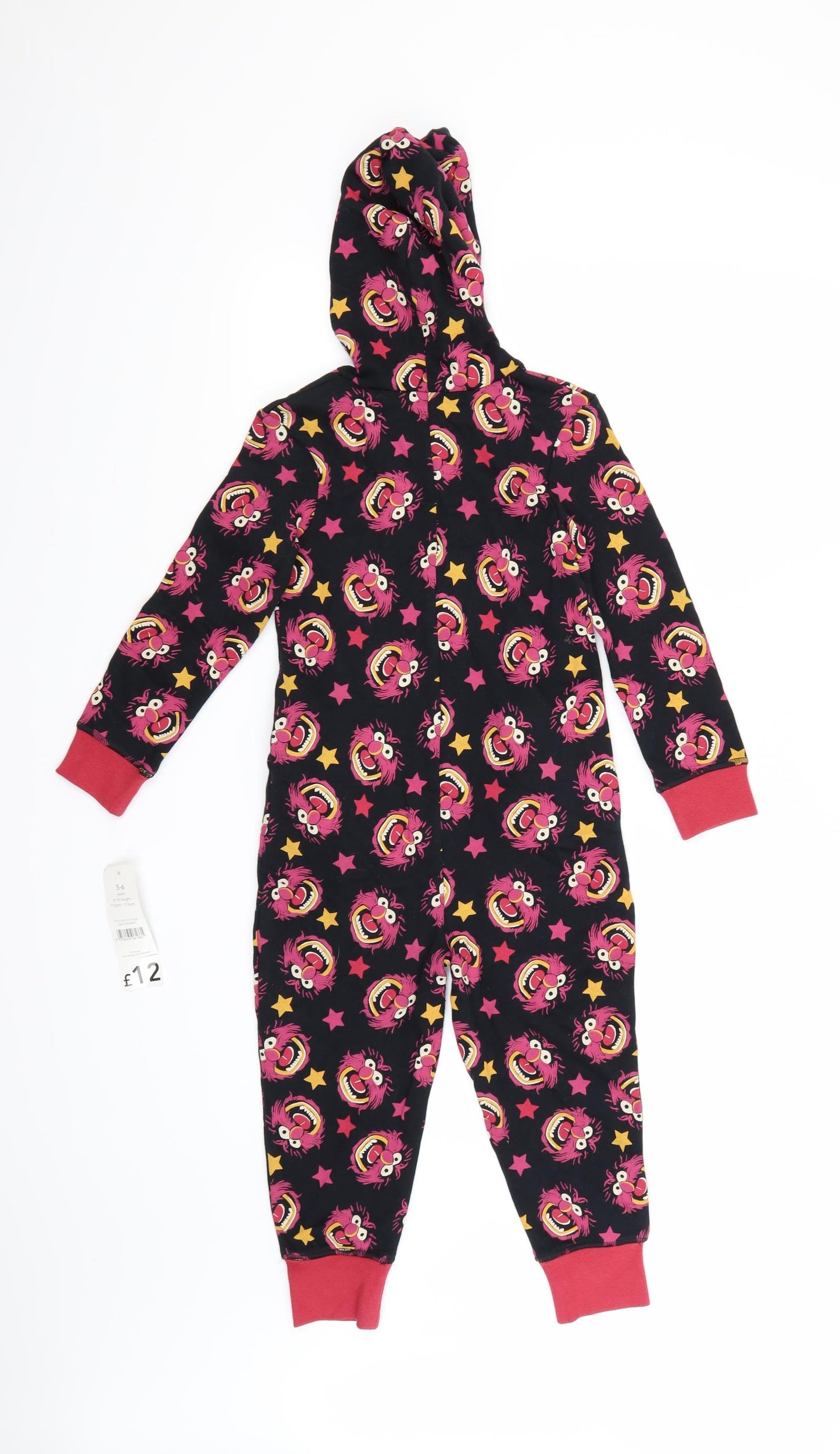 George Girls Black Geometric  Top One Piece Size 5-6 Years  - The Muppets