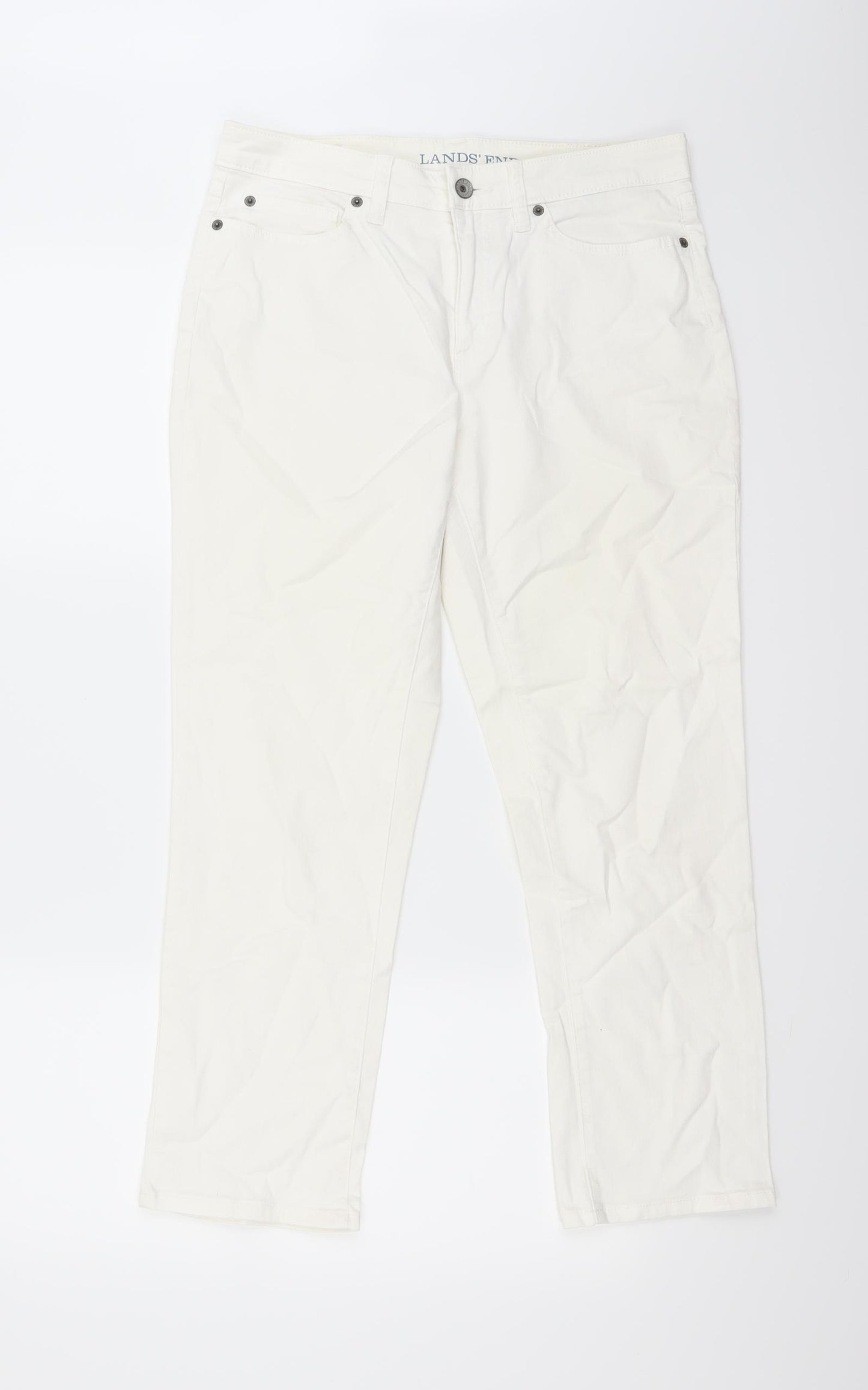 Lands' End Womens White   Cropped Jeans Size 10 L25 in