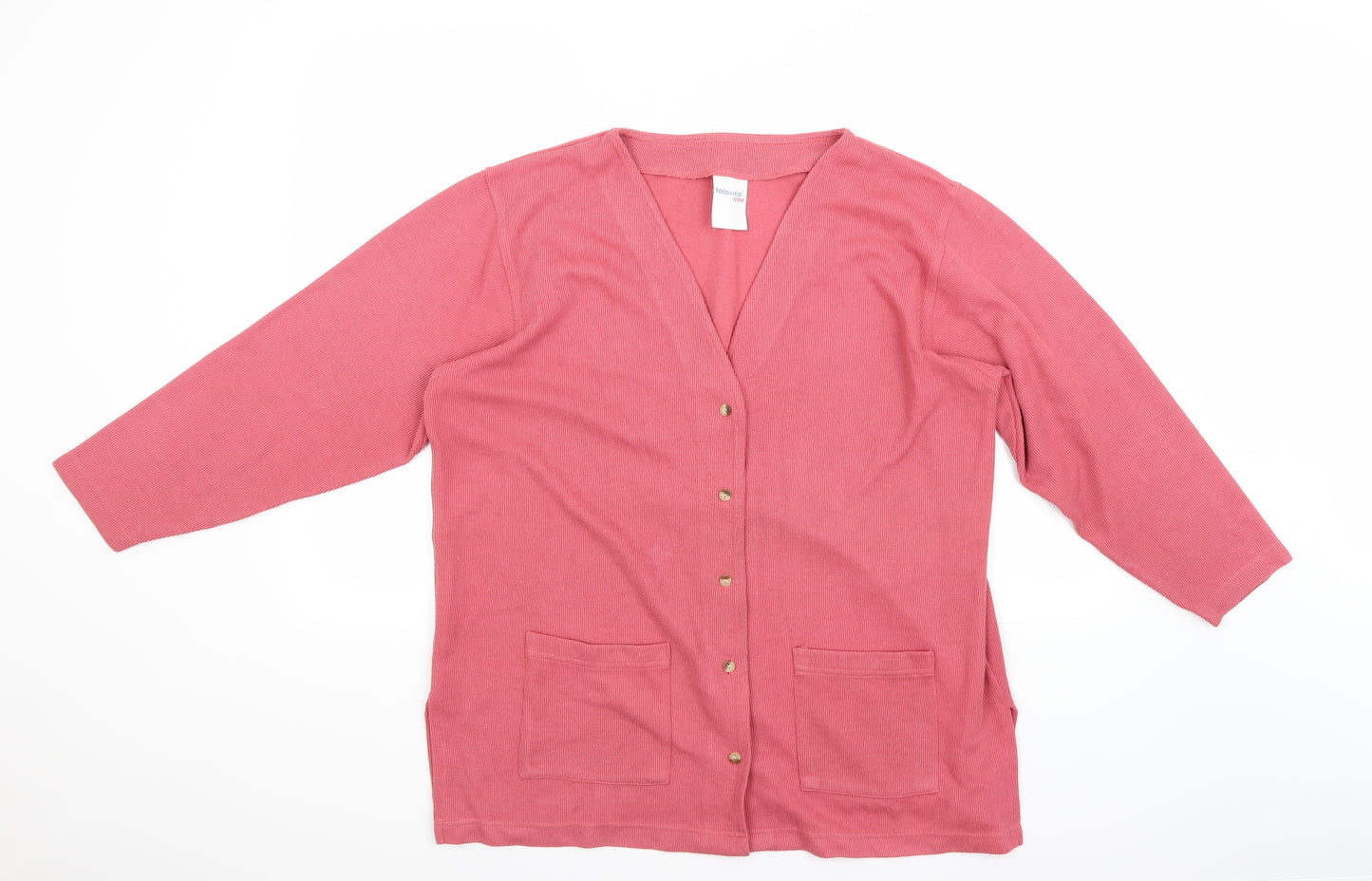 Leisure Time Womens Pink   Cardigan Jumper Size 16