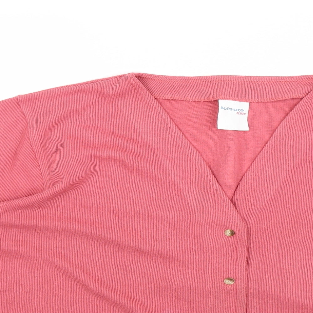 Leisure Time Womens Pink   Cardigan Jumper Size 16
