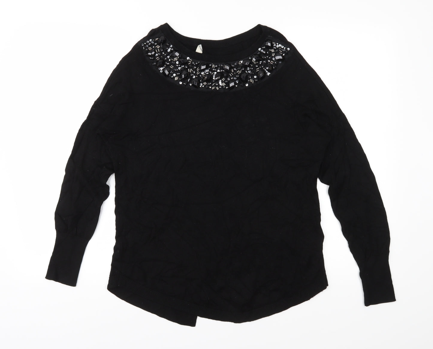 Oasis Womens Black  Knit Pullover Jumper Size S