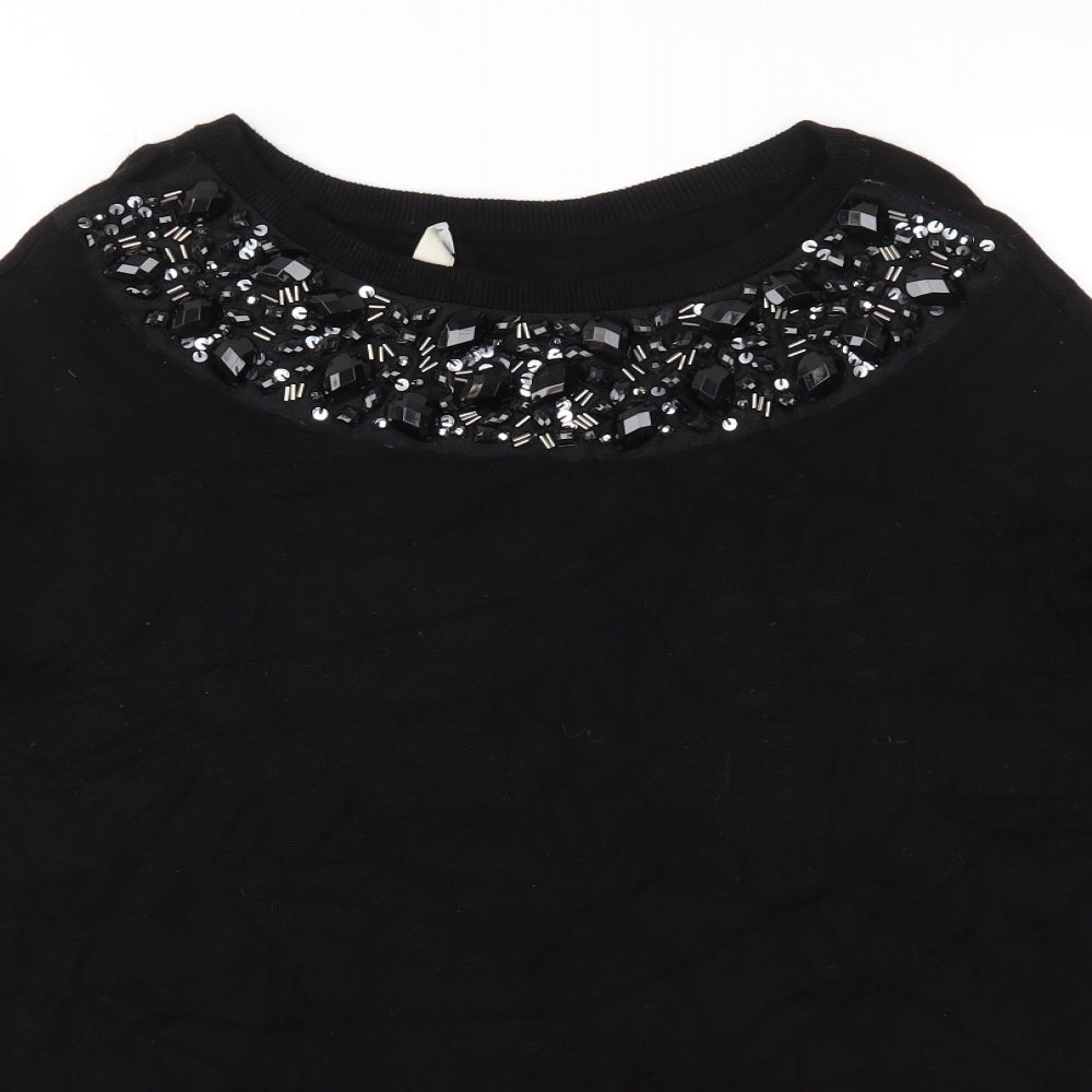 Oasis Womens Black  Knit Pullover Jumper Size S