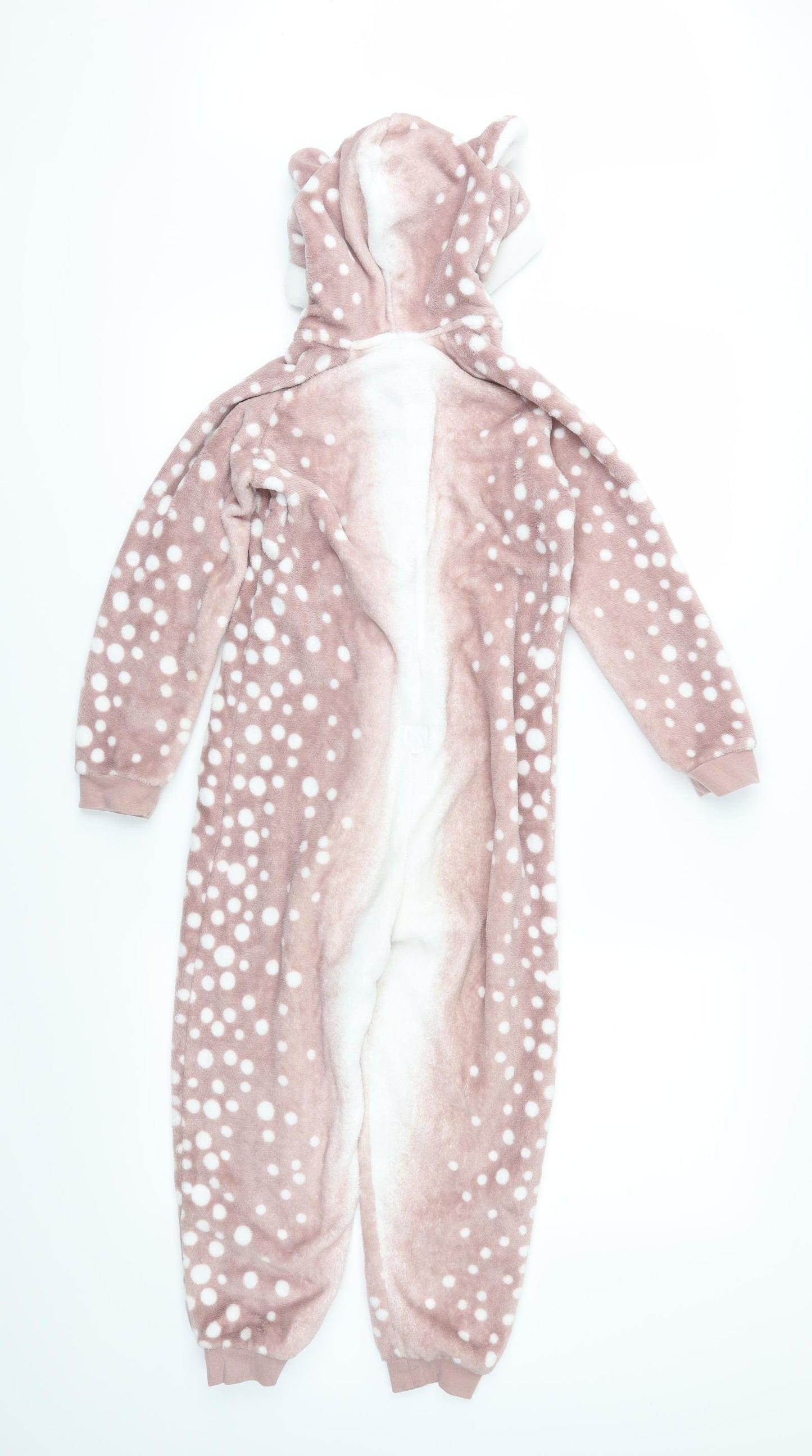 George Girls Brown Animal Print Fleece  One Piece Size 7-8 Years  - Reindeer