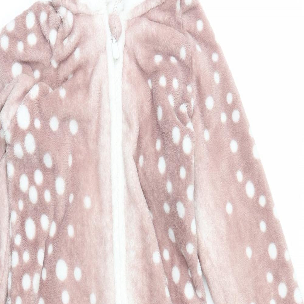 George Girls Brown Animal Print Fleece  One Piece Size 7-8 Years  - Reindeer