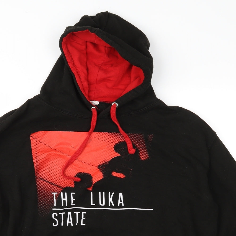 Awdis Mens Black  Jersey Pullover Hoodie Size M  - The Luka State