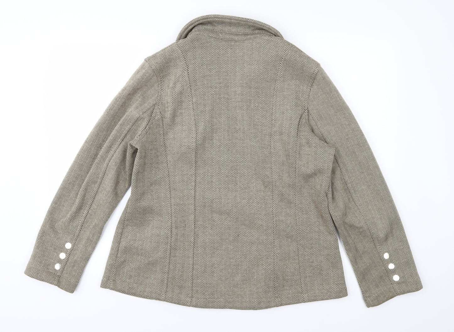 Marks and Spencer Womens Brown Herringbone Fleece Jacket Coat Size 16
