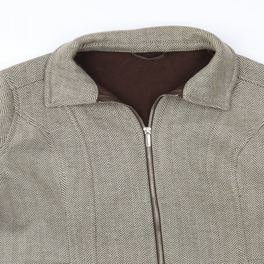 Marks and Spencer Womens Brown Herringbone Fleece Jacket Coat Size 16