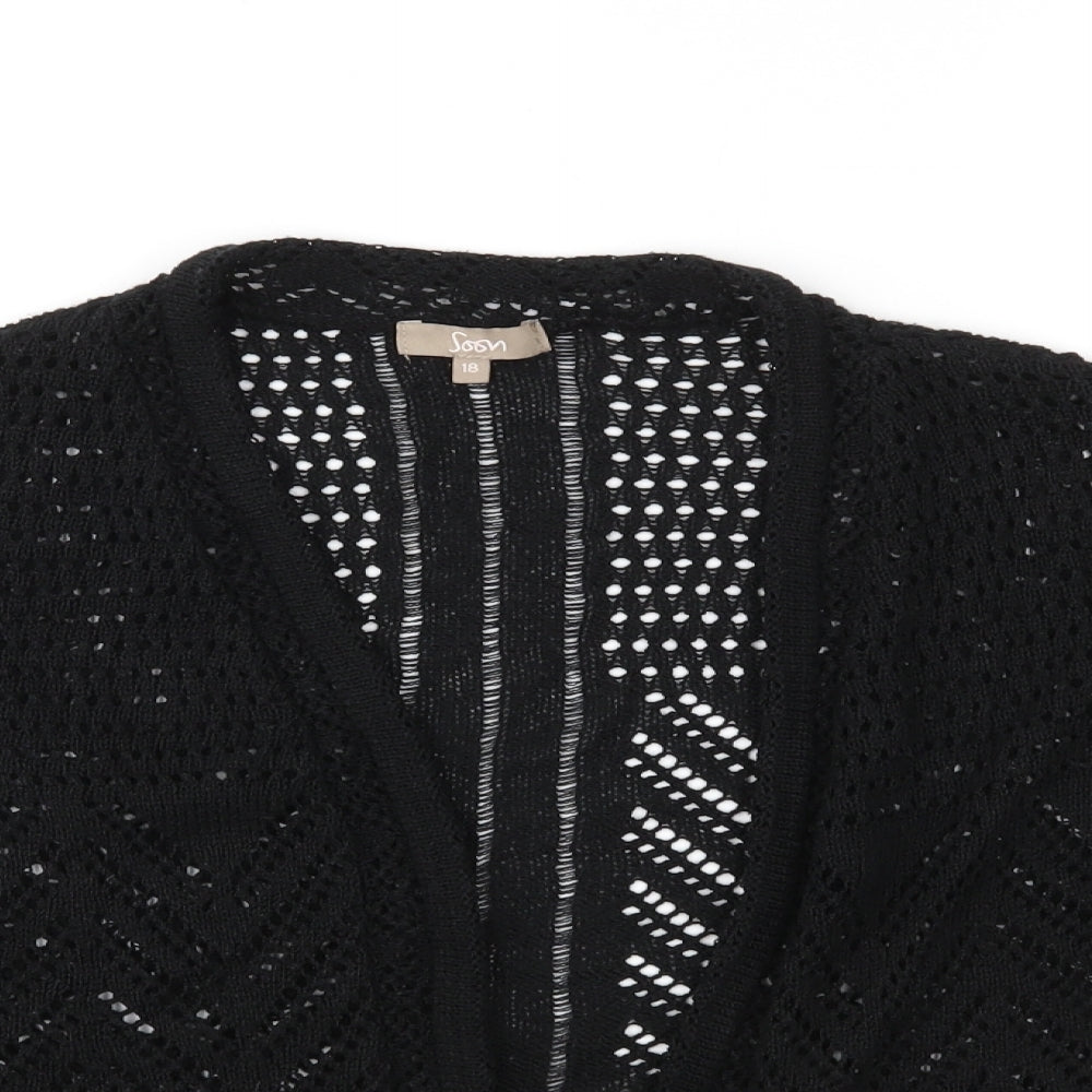 Soon Womens Black  Knit Cardigan Jumper Size 18