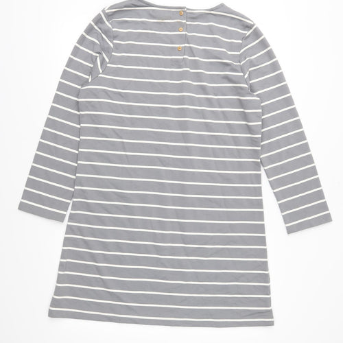 Tru Womens Grey Striped Jersey Tunic Blouse Size L