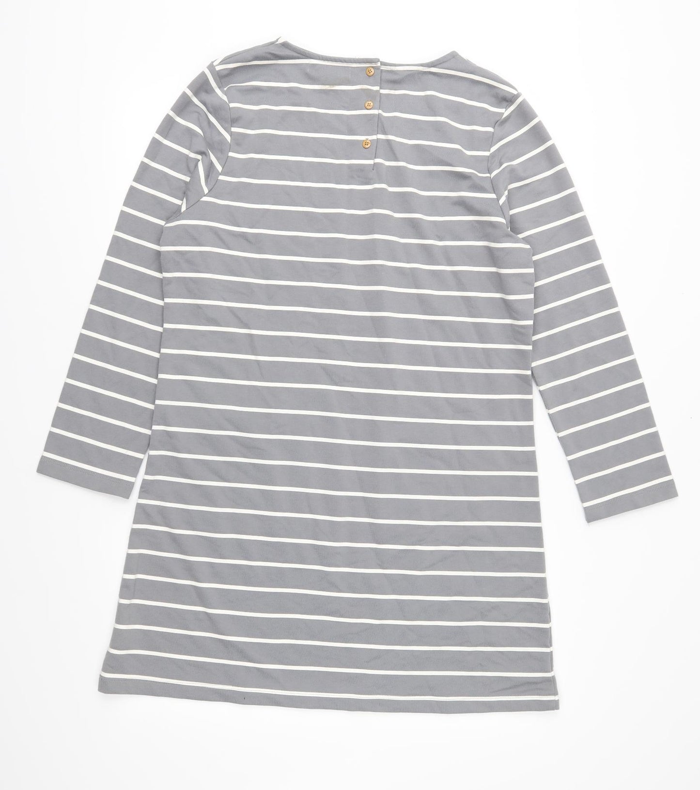 Tru Womens Grey Striped Jersey Tunic Blouse Size L